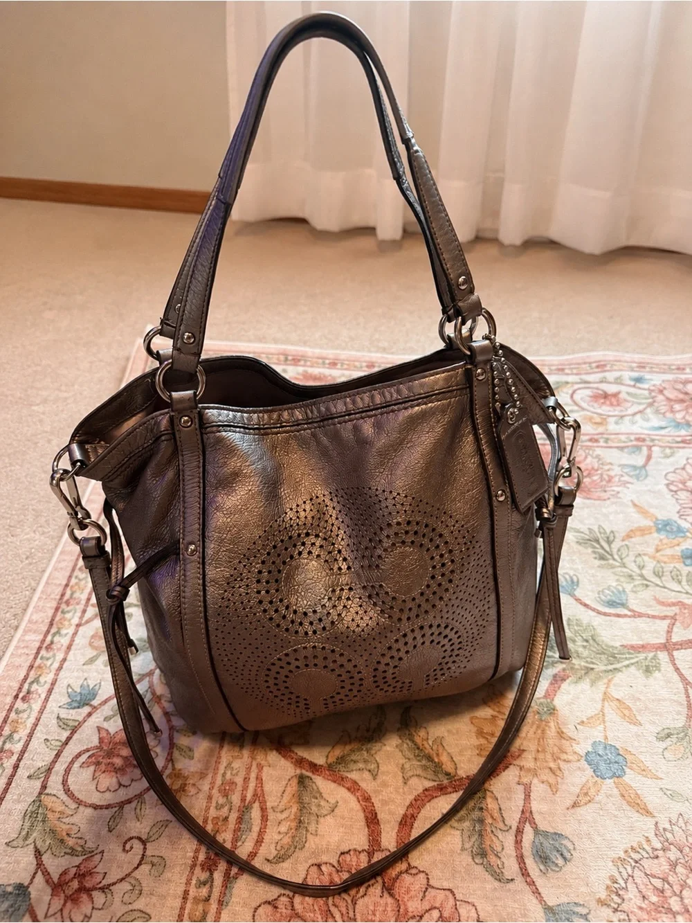Coach Audrey Metallic Leather Cinched Tote Style 19567